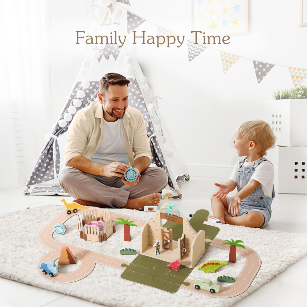 Wooden Felt Dinosaur Track Scene Toy