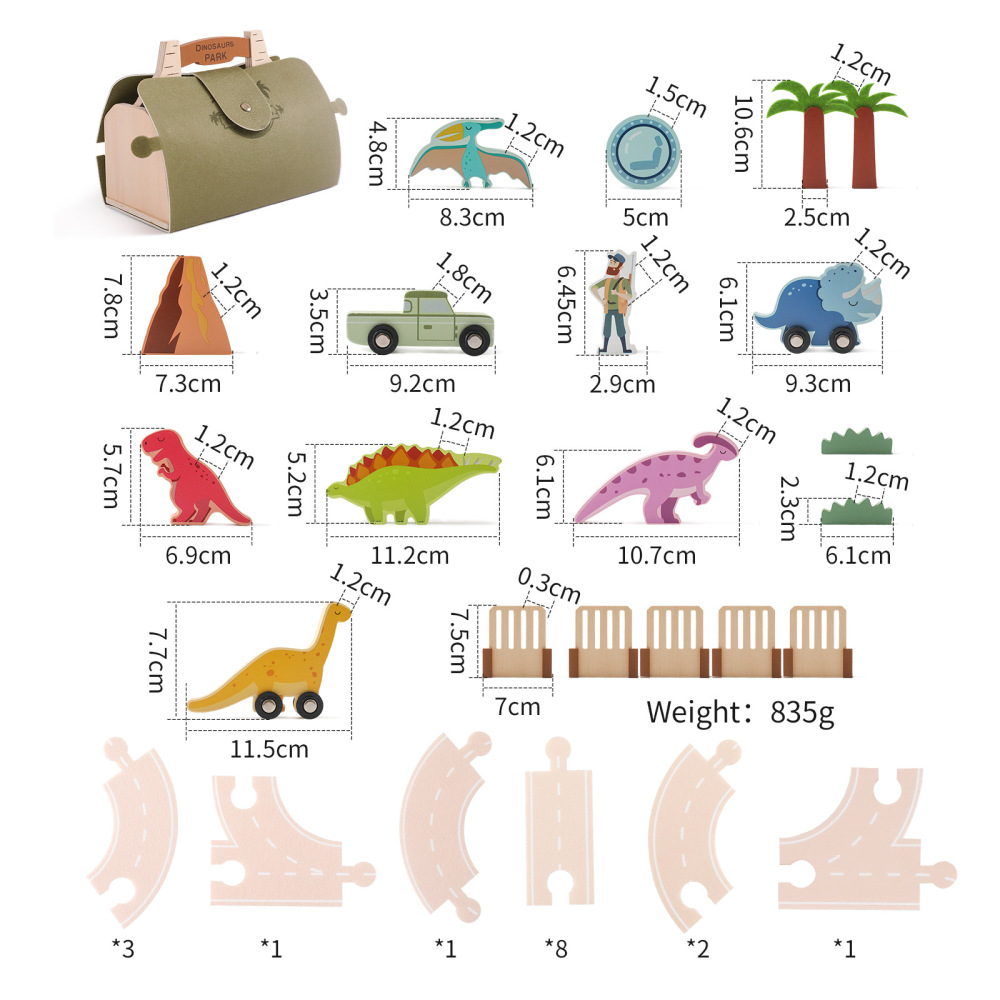 Wooden Felt Dinosaur Track Scene Toy
