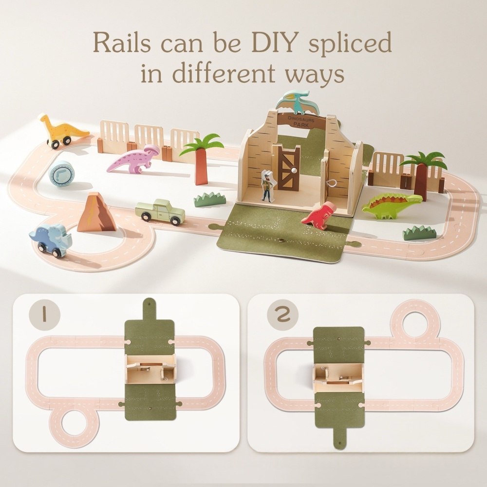 Wooden Felt Dinosaur Track Scene Toy