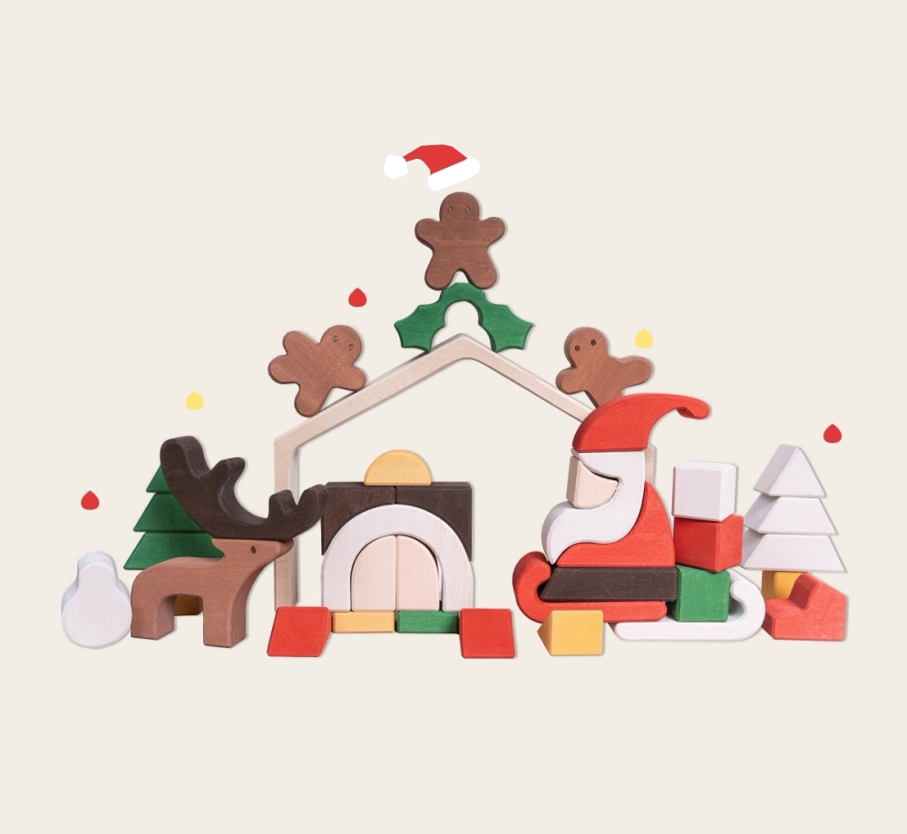 Wooden Christmas Building Block Set
