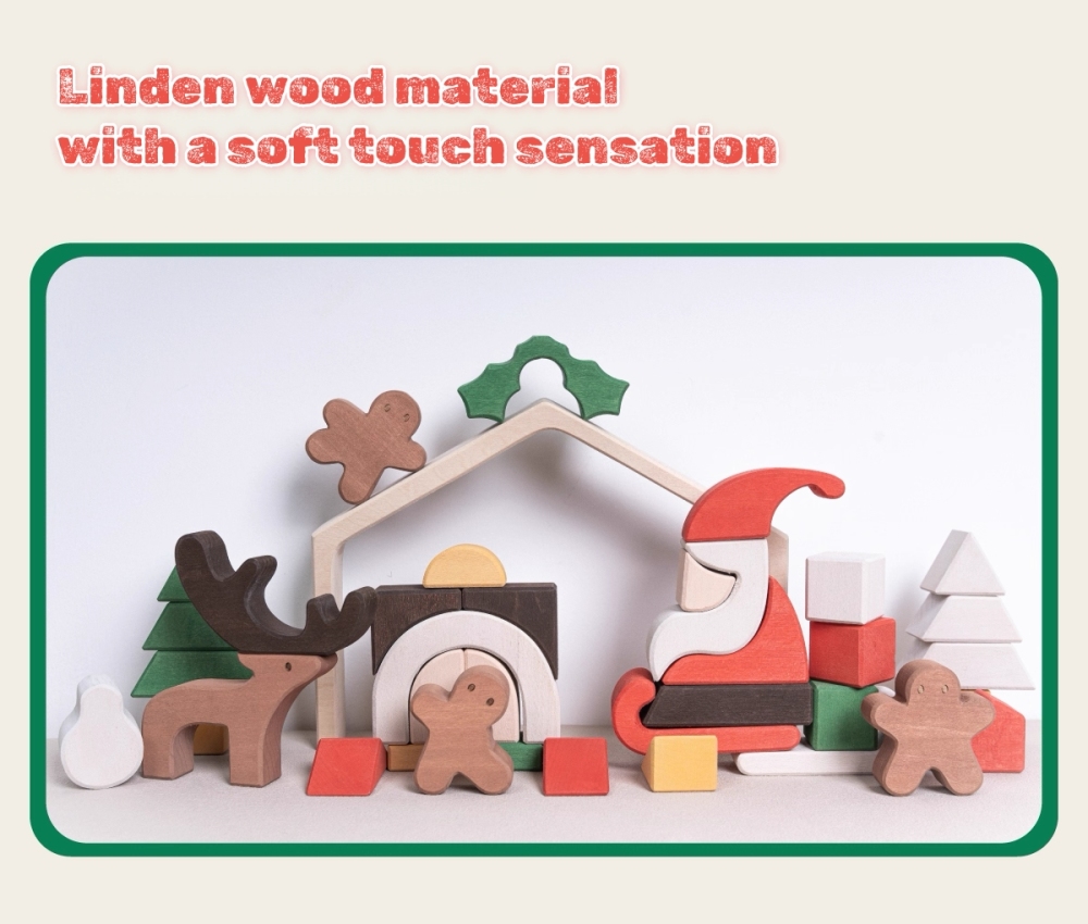 Wooden Christmas Building Block Set