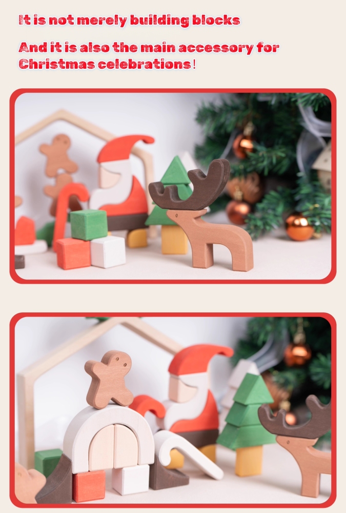 Wooden Christmas Building Block Set