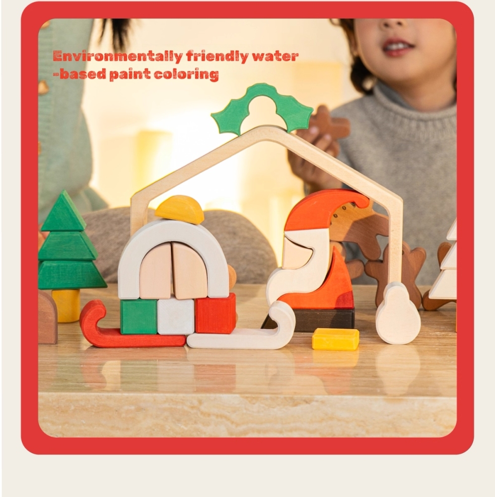 Wooden Christmas Building Block Set