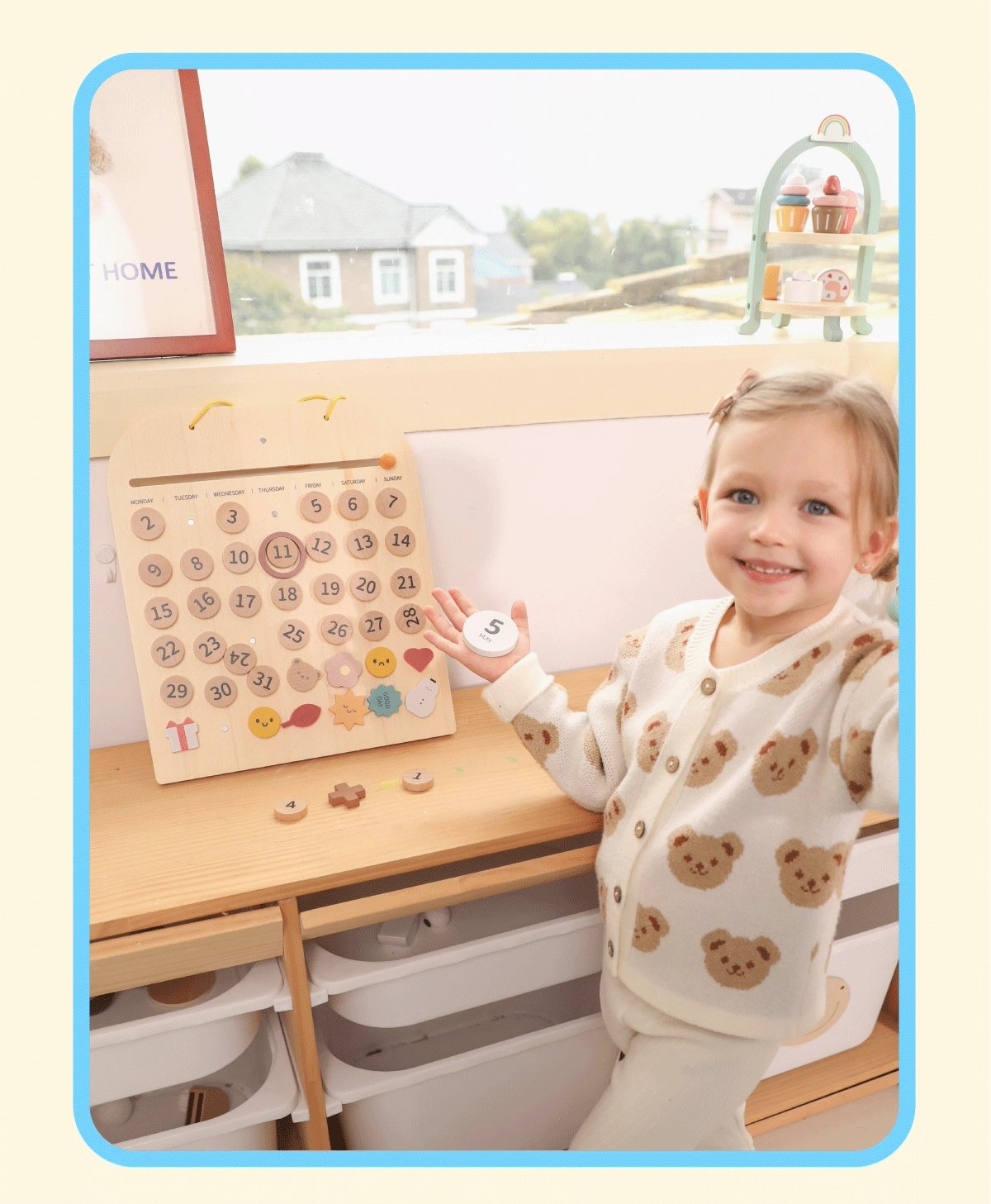 Montessori Wooden Calendar Board for Kids