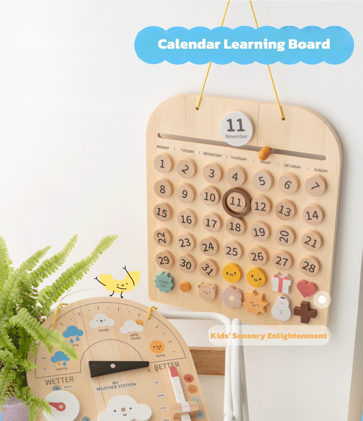 Montessori Wooden Calendar Board for Kids