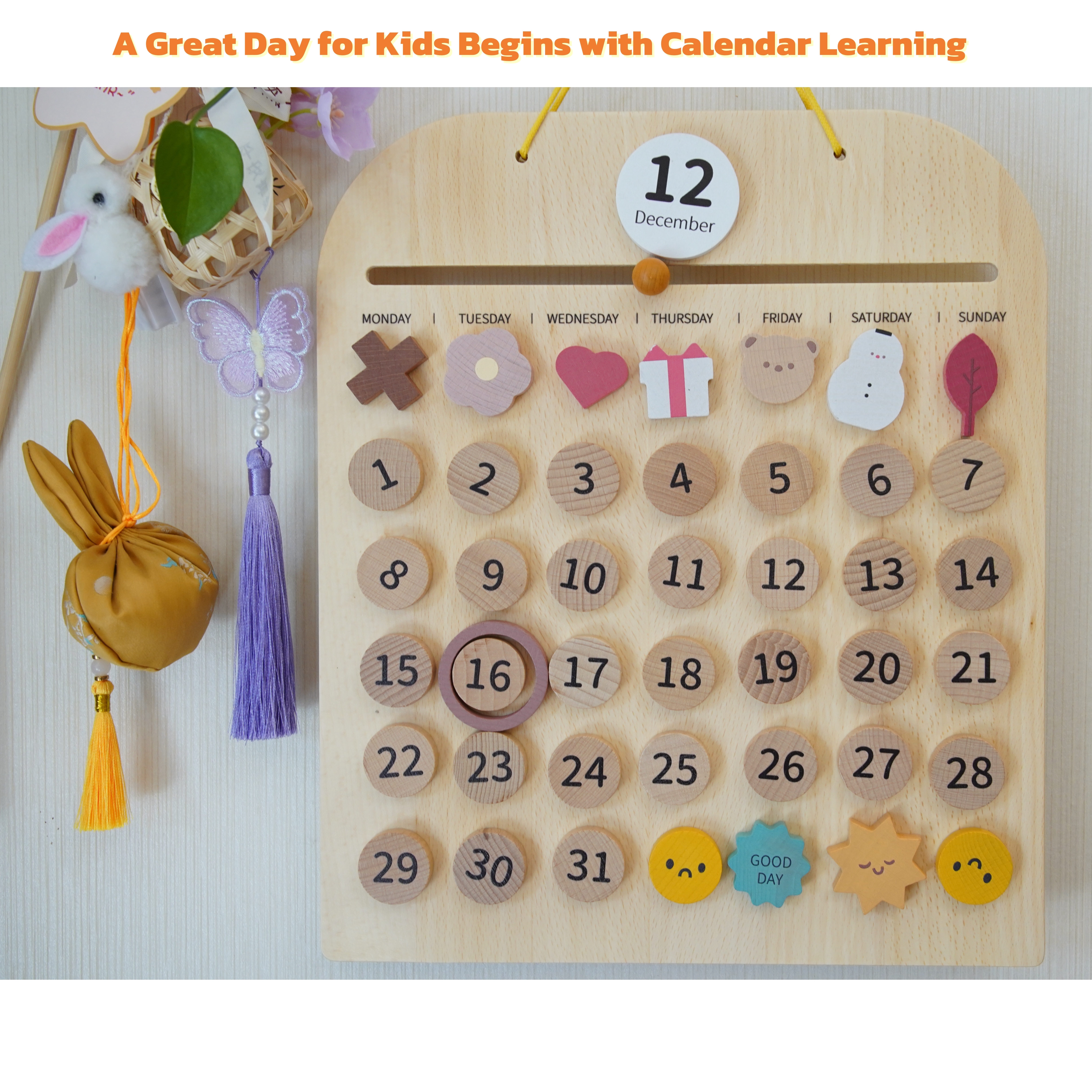 Montessori Wooden Calendar Board for Kids