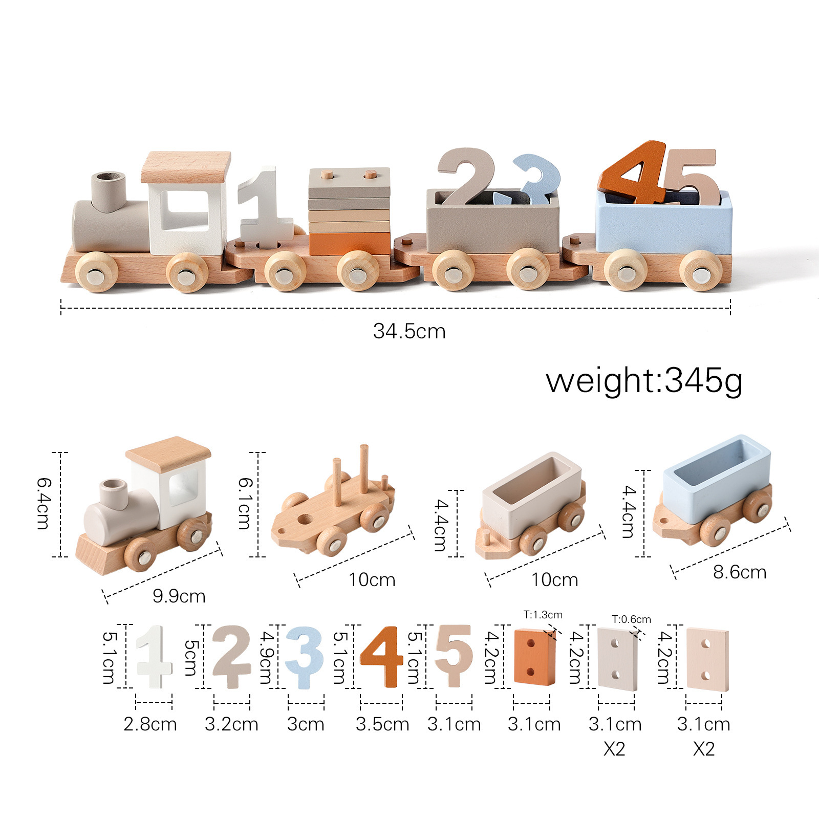 Wooden Number Train Toy