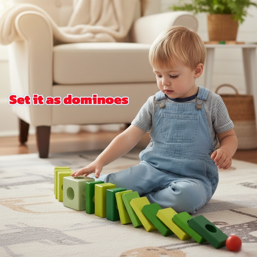 Stacking Tree Tower  Wooden Kids Stacking Toy Dominoes Children Fine Motor Skills Training Small Building Blocks Christmas Tree 9 Pieces Montessori Educational Toys for Toddlers Ages 1 to 6 Years Old