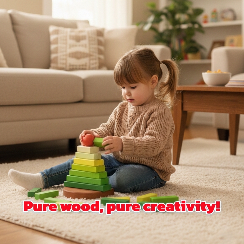 Stacking Tree Tower  Wooden Kids Stacking Toy Dominoes Children Fine Motor Skills Training Small Building Blocks Christmas Tree 9 Pieces Montessori Educational Toys for Toddlers Ages 1 to 6 Years Old