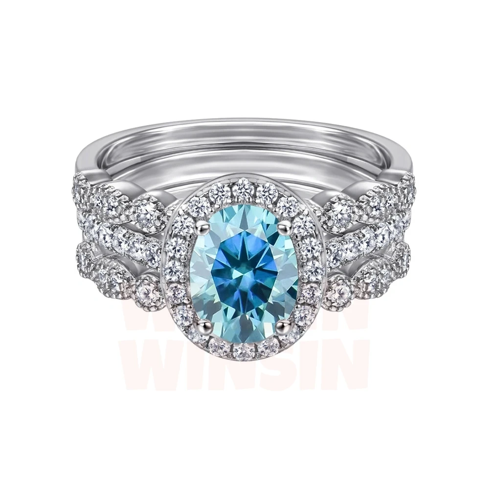Winkin Winsin s925 sterling silver 1.5-carat oval Moissanite ring for women's silver jewelry, exuding a sense of luxury