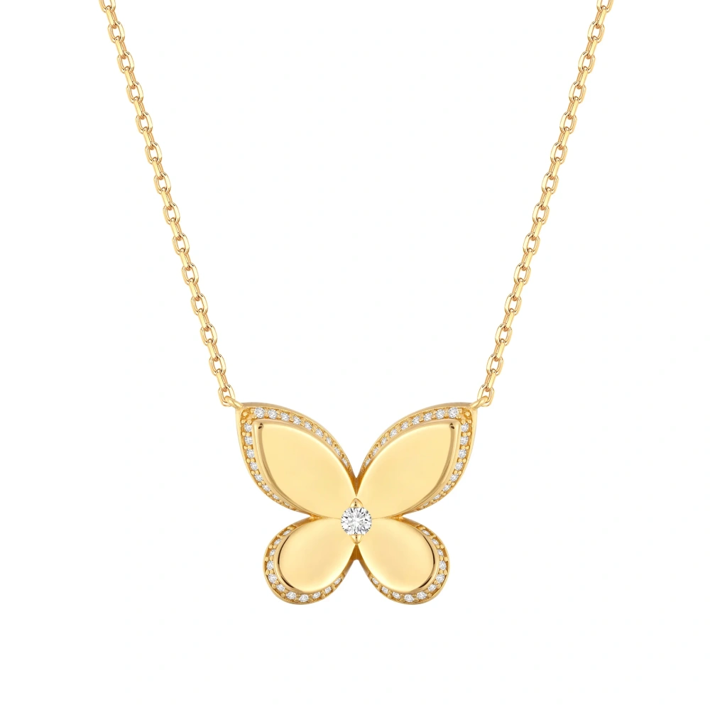 ShanLover Brand Luxury Butterfly Pendants 925 Sterling Silver Chain Necklace Pendants For Woman Girl 18k Gold Plated Jewelry