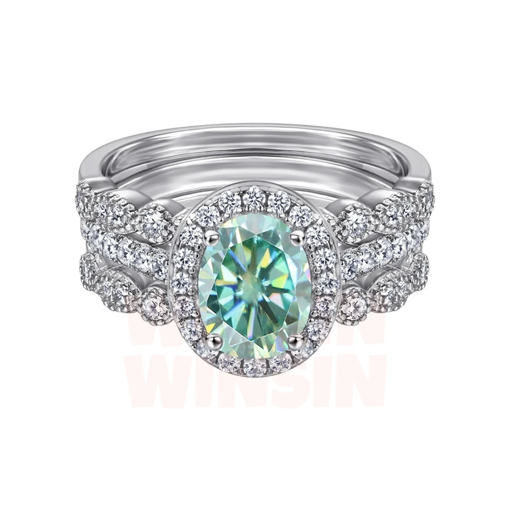 Winkin Winsin s925 sterling silver 1.5-carat oval Moissanite ring for women's silver jewelry, exuding a sense of luxury