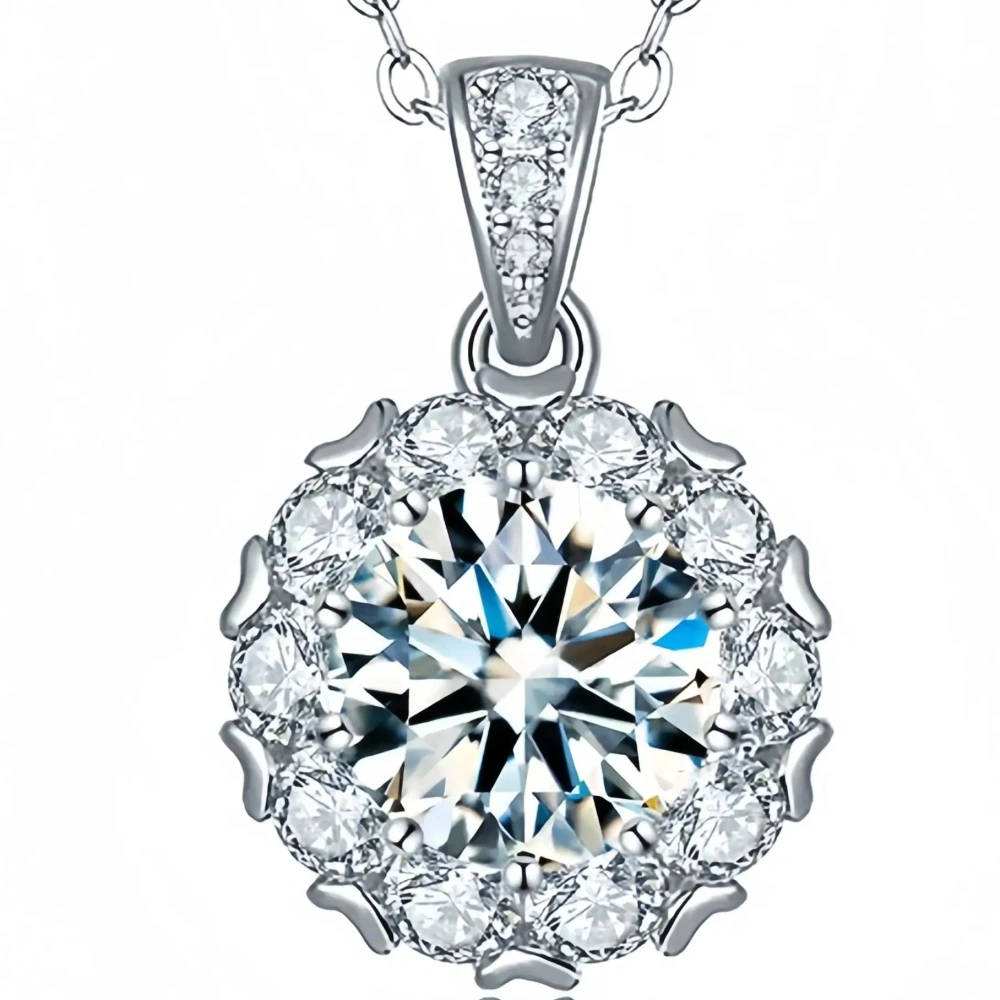 ShanLover Brand Moissanite Diamond Princess Necklace for Women Fashion 925 Sterling Silver Diamond-Studded Pure Silver Jewelry