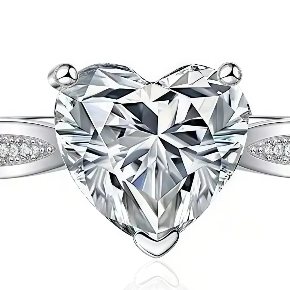 ShanLover Brand Luxury Brand Designer 2 Carat Heart Moissanite Diamond Ring Set S925 Sterling Silver Moissanite Diamond  Jewelry