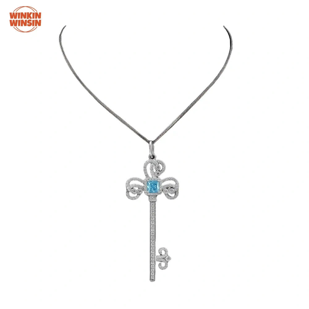 Winkin Winsin Luxury Brand Designer 925 Sterling Silver 1.5ct Lab Grown Gemstones High Carbon Diamond Iris Flower Necklace