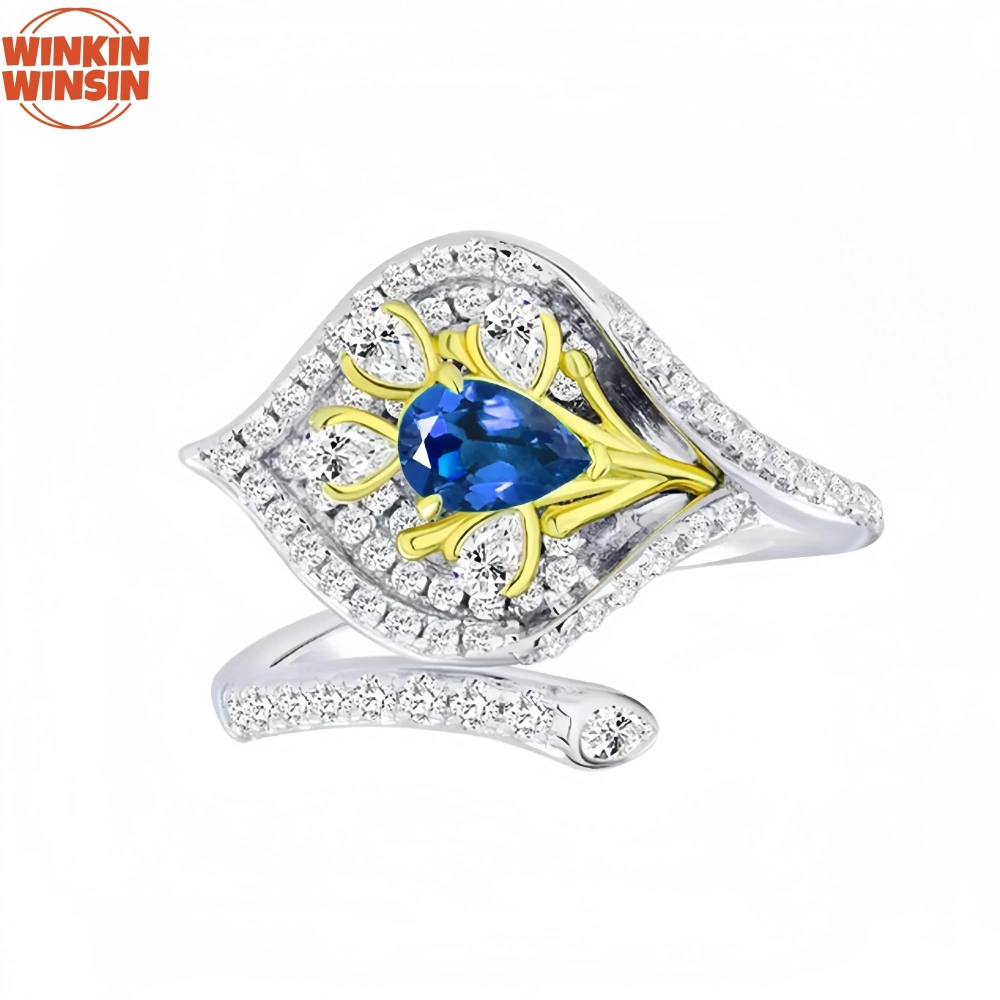 Winkin Winsin MUSHAN MGI Lab Grown Gemstones Emerald Ring Opening Adjustable 18k Gold Plated 925 Sterling Silver Rings Jewelry
