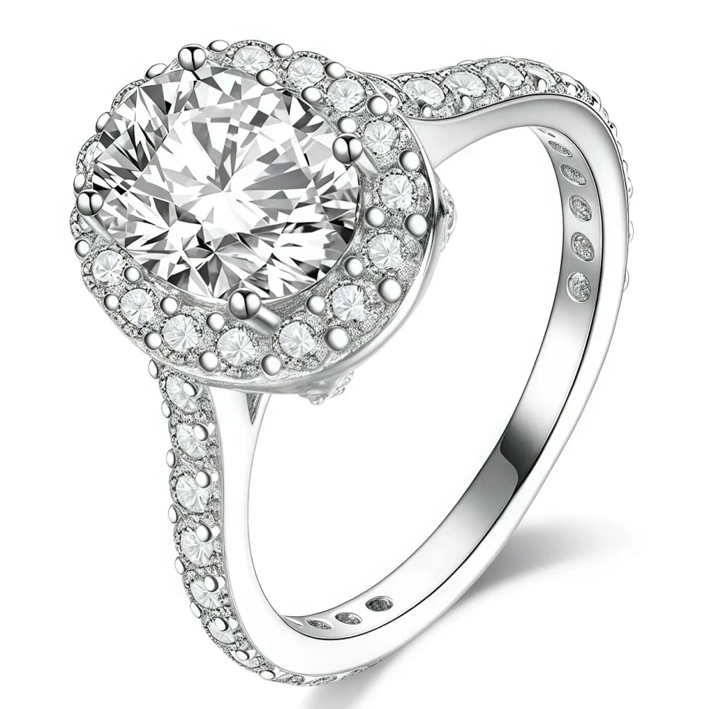 ShanLover Brand 925 Sterling Silver Full Diamond  Surface Wedding Ring Luxurious High-End Women Elegant Simple Fashion Jewelry