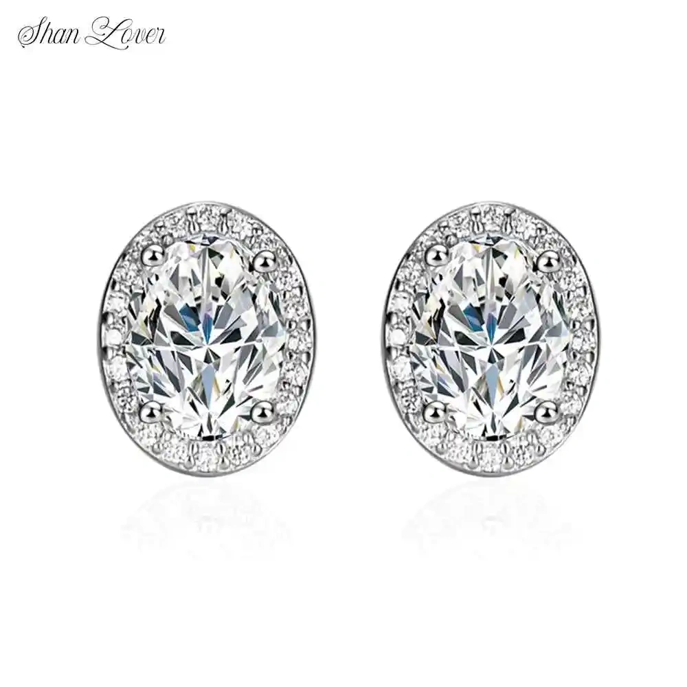 ShanLover Brand MST Top Grade Moissanite Stud Earrings for Women S 925 Sterling Silver 1.5ct 6*8mm Oval Diamond Earrings Jewelry