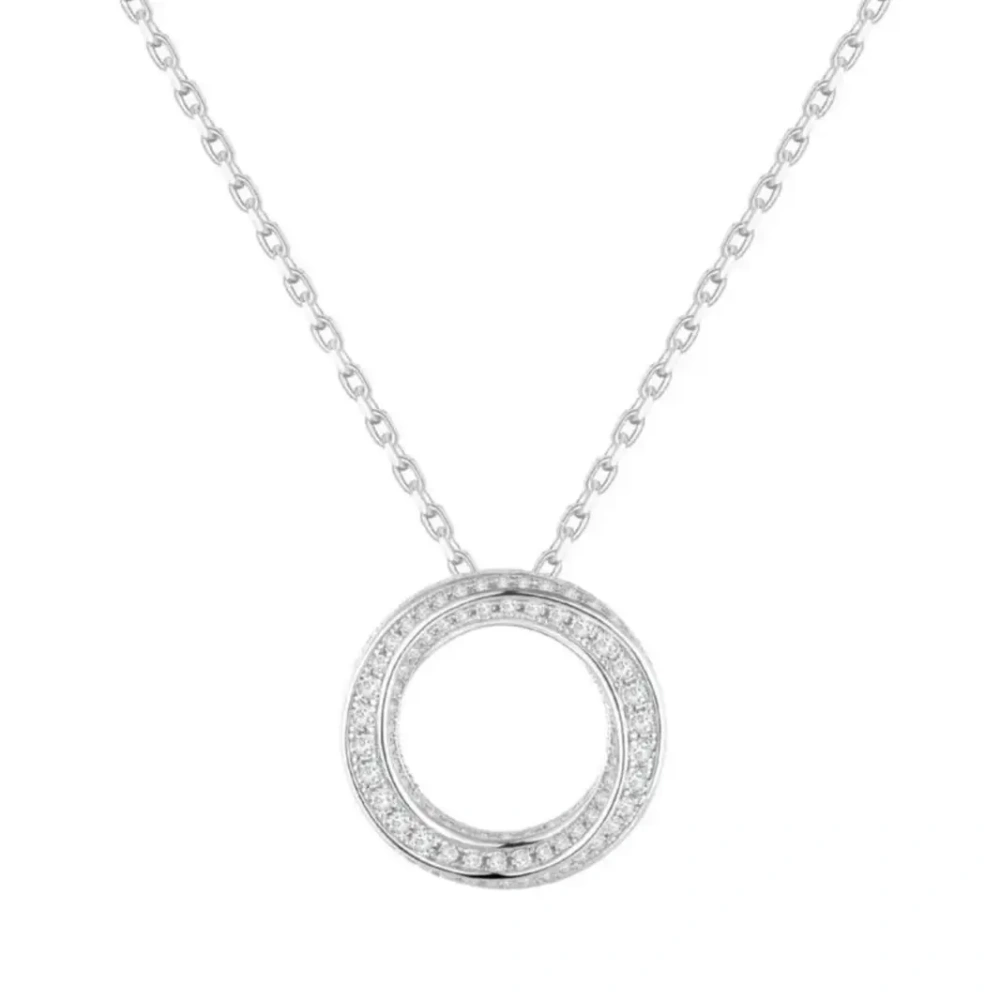 ShanLover Luxury Brand Woman 925 Sterling Silver Pendant Necklace Circle Ring Design Full Gemstones Necklace For Women Jewelry