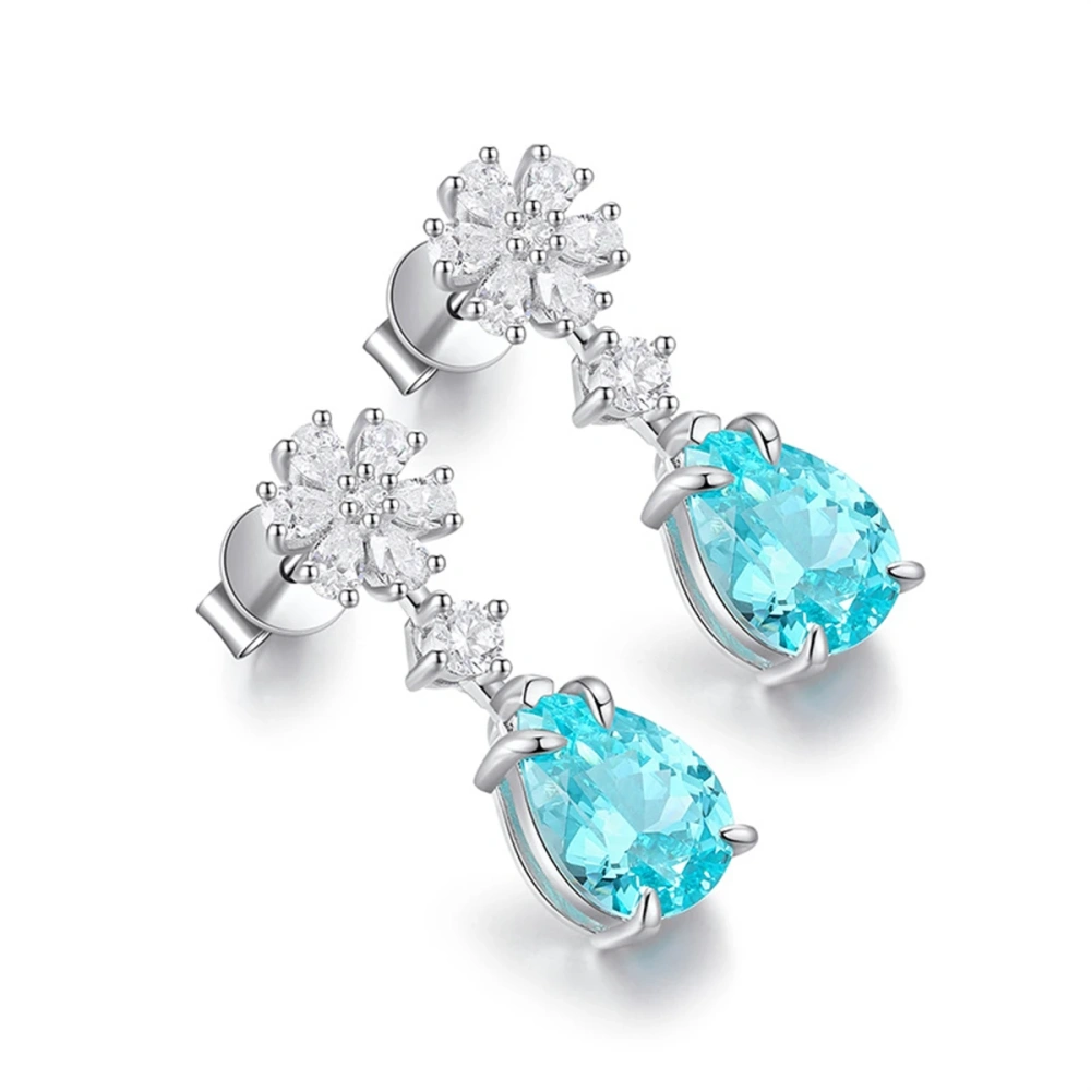 ShanLover Brand Luxury Designer CMA Certificate Lab Grown Gemstones 925 Sterling Silver Paraiba 6.7ct Drop Earrings Jewelry
