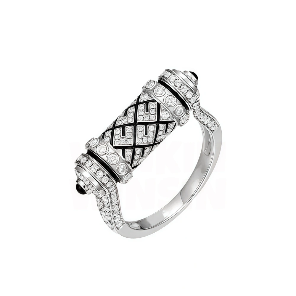 Winkin Winsin Luxury Brand Designer S925 Real 925 Sterling Silver Rings For Woman Man Black Enamel Rolling Zircon Ring Jewelry