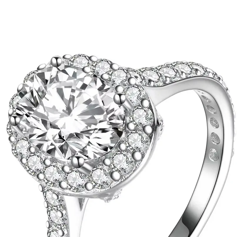 ShanLover Brand 925 Sterling Silver Full Diamond  Surface Wedding Ring Luxurious High-End Women Elegant Simple Fashion Jewelry