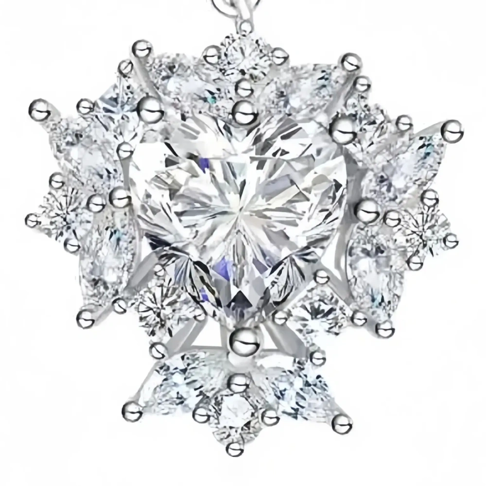 ShanLover Brand Heart shaped Moissanite Necklace for Women 925 Sterling Silver Heart Pendant Jewelry
