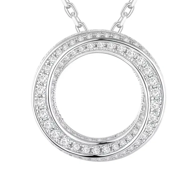 ShanLover Luxury Brand Woman 925 Sterling Silver Pendant Necklace Circle Ring Design Full Gemstones Necklace For Women Jewelry