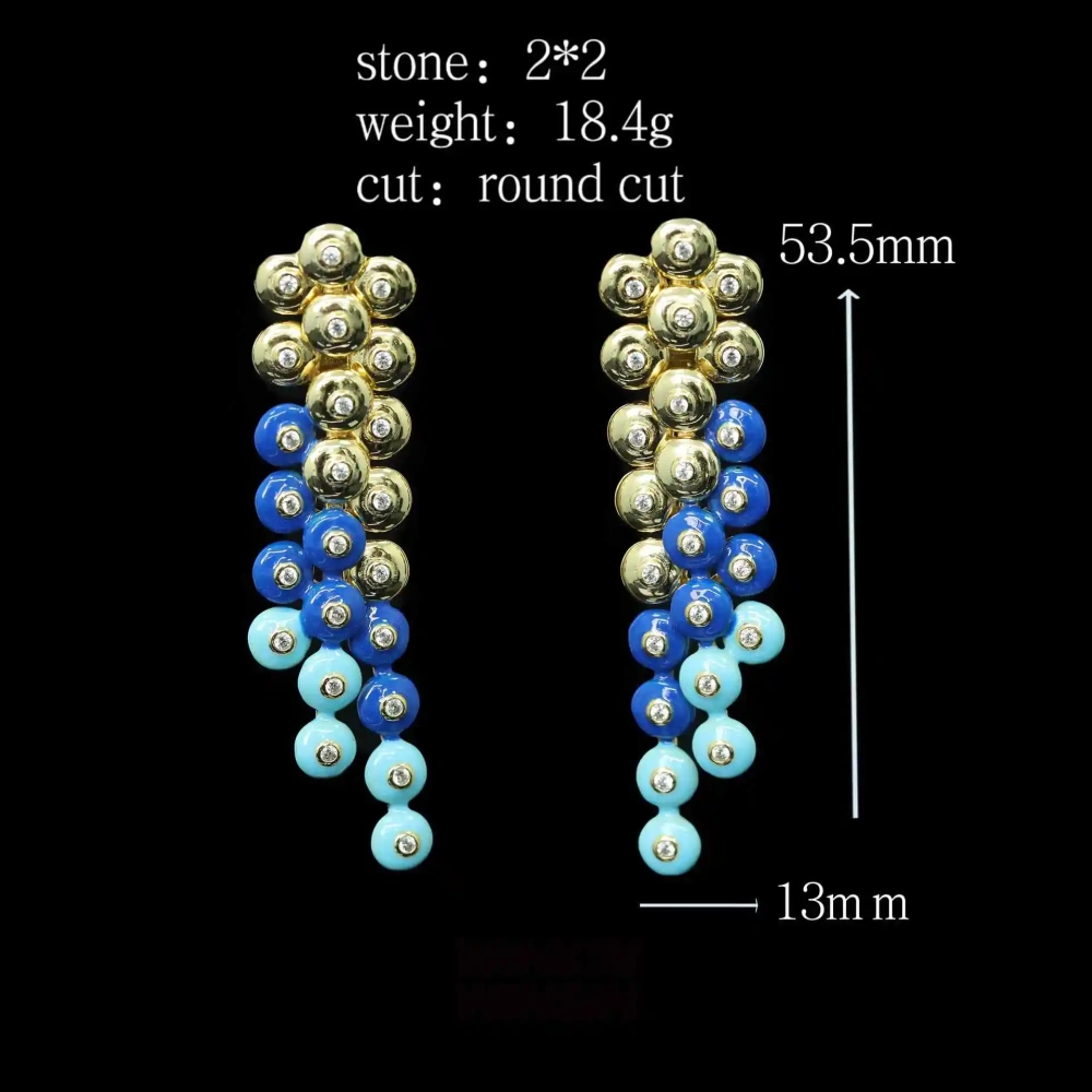 Winkin Winsin Van Family Gold Leaf Lapis Lazuli Jewelry Versatile Girls' Earrings