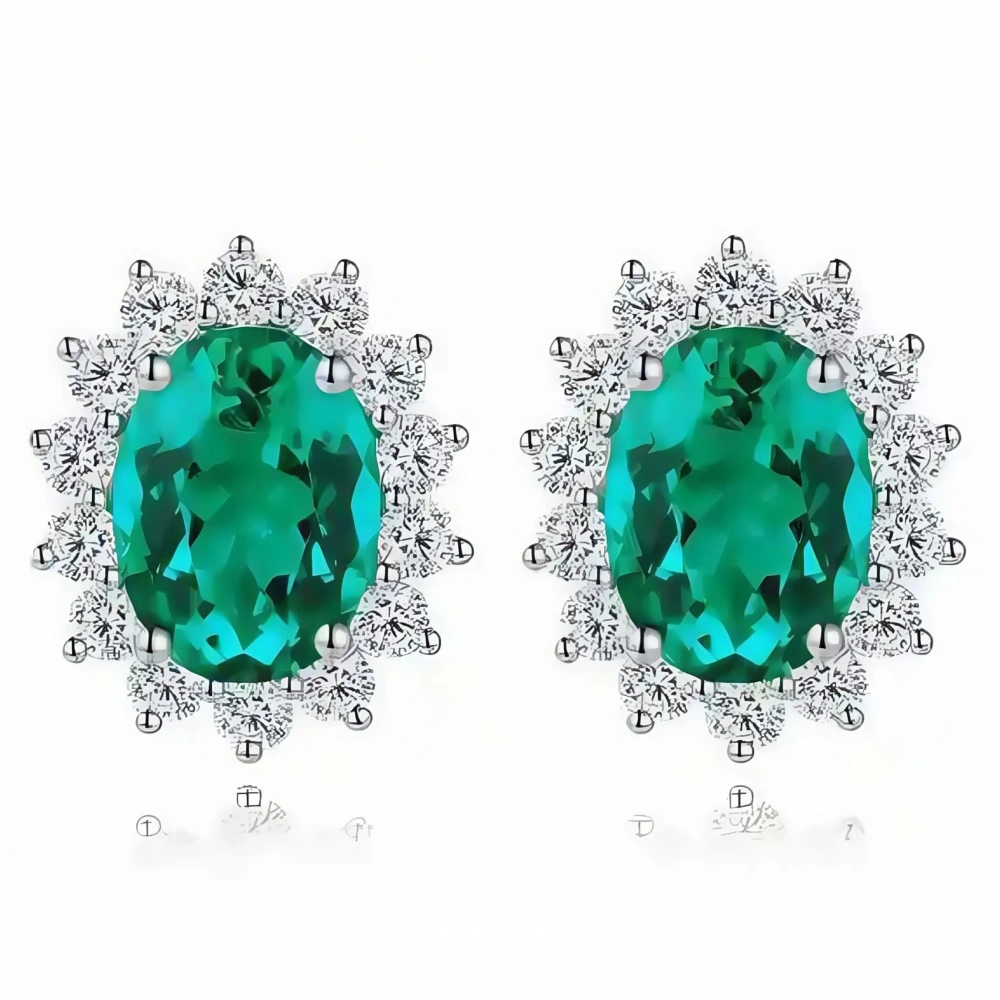 ShanLover Brand Classic Daifei Pei Paraiba Stud Earrings 4.1-Carat 925 Silver Simple Silver Wedding  Earrings  Jewelry ﻿