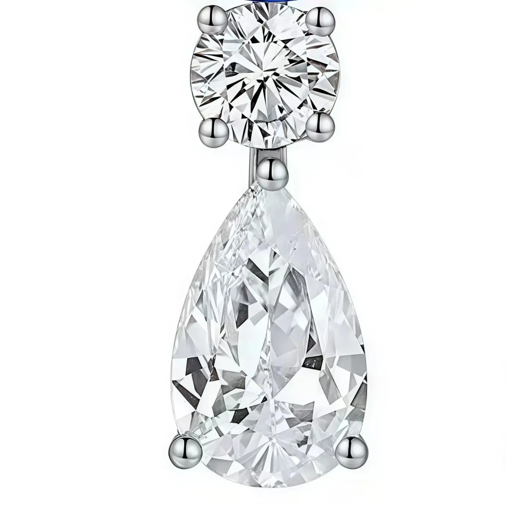 ShanLover Brand Luxury 1.58ct 925 Sterling Silver Blue Lab Grown Gemstones Long Drop Earrings  Jewelry For Women