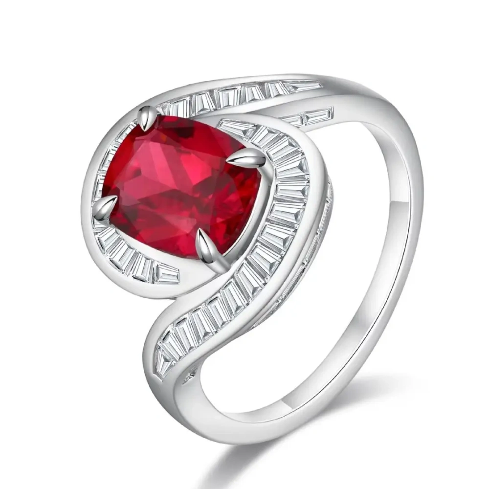 ShanLover Brand High End Light Luxury 925 Sterling Silver Ruby Diamond Ring for Women Rare Fade-resistant Jewelry Accessory