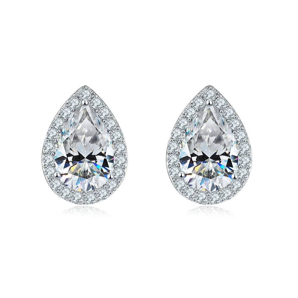 ShanLover Brand 1.8ct Moissanite Diamond Water Drop Stud Earrings for Women CMA Certificate 925 Sterling Silver Jewelry