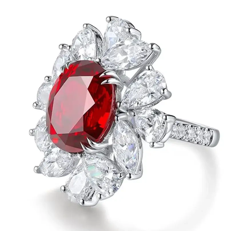 ShanLover Brand Luxury Brand Designer 925 Sterling Silver Pigeon Blood Red Gem Ring Laboratory Regenerated Breeding Jewelry