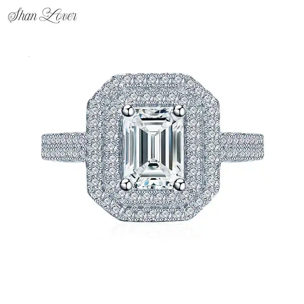 ShanLover Brand High Quality Mosan Diamond Ring for Women Luxury S925 Sterling Silver Encrusted with Diamonds All over Jewelry