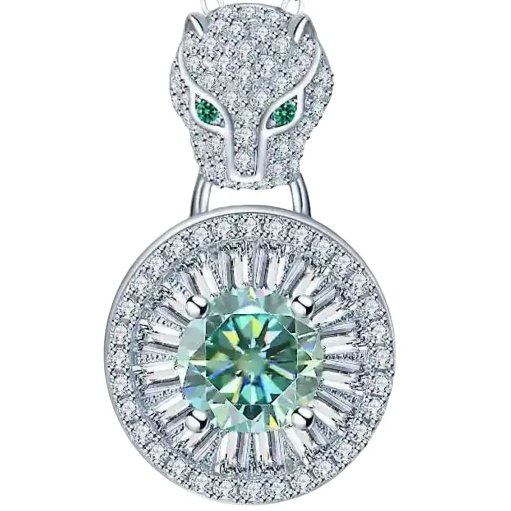 ShanLover Brand Diamond Moissanite Pendants Necklaces for Women 925 Sterling Silver Leopard Pendant Necklace Gemstones Jewelry