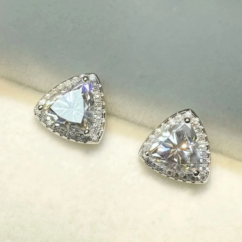 ShanLover Brand 1.2ct Triangular Moissanite Diamond Stud Earrings S925 Sterling Silver Jewelry Fashion for Women