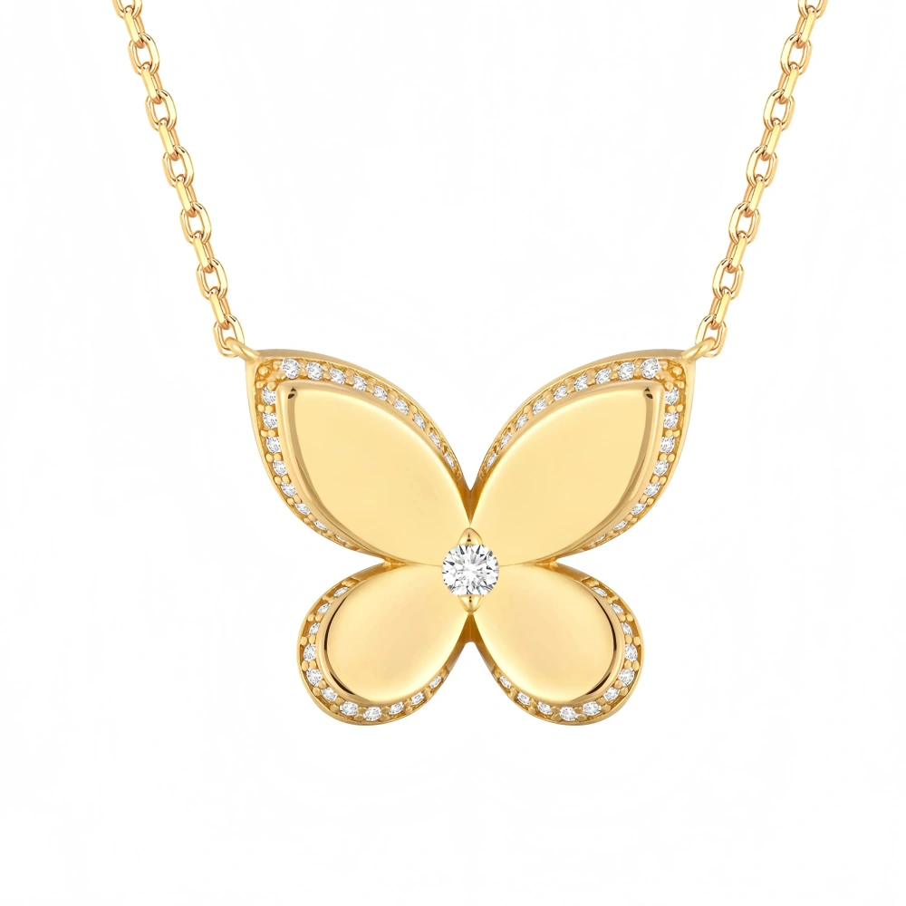 ShanLover Brand Luxury Butterfly Pendants 925 Sterling Silver Chain Necklace Pendants For Woman Girl 18k Gold Plated Jewelry