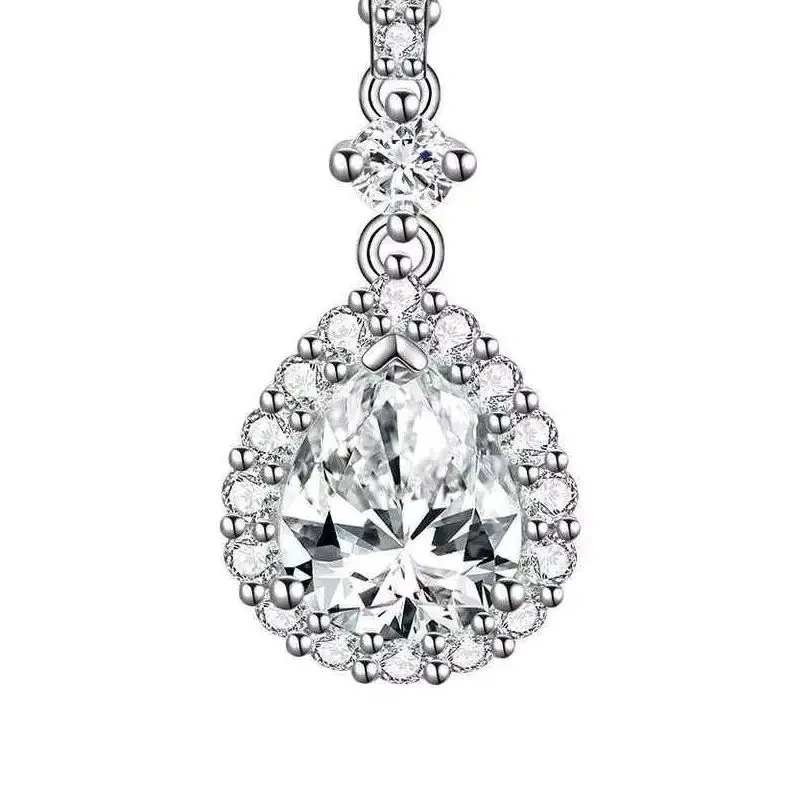 ShanLover Brand 5A Level S925 Sterling Silver Teardrop Zircon Earrings CMA Certificate Luxury Brand Designer Drop Earrings