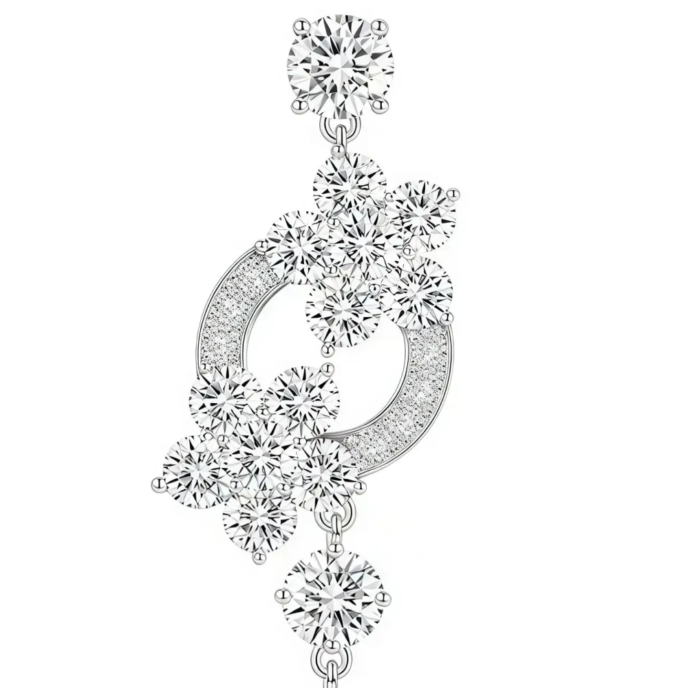 ShanLover Brand 5A Grade 925 Sterling Silver Flower Tassel Zircon Earrings for Women Sophisticated Drop Earrings Jewelry