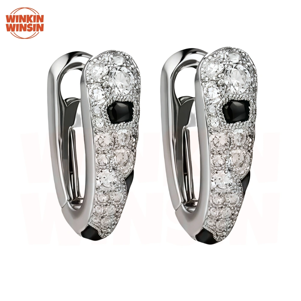 Winkin Winsin Luxury Brand Real 925 Sterling Silver Stud Earrings Leopard Pattern Handmade Gemstones Earrings For Women Jewelry