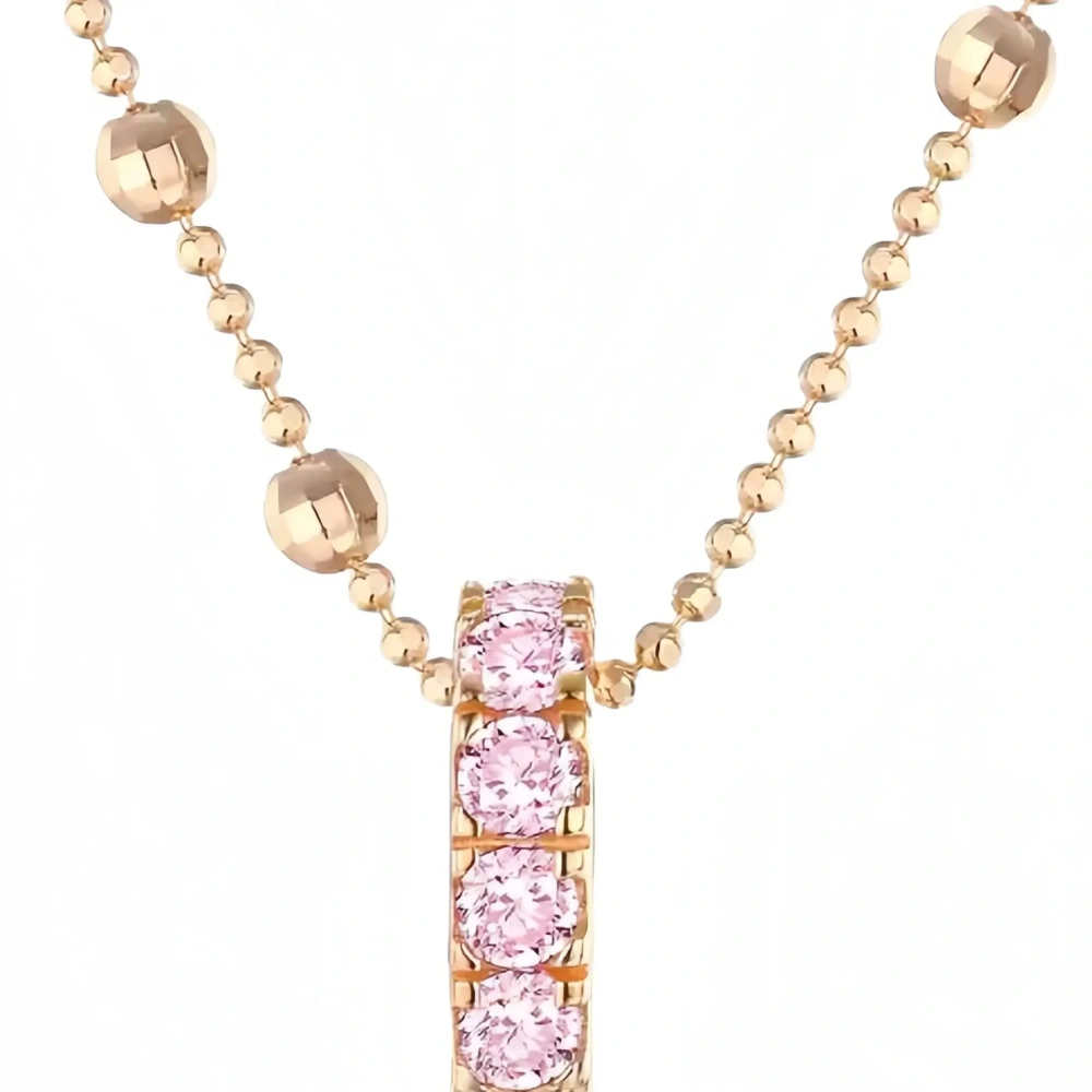 ShanLover Brand Women 925 Sterling Silver Pendants 18k Gold Plating Heart Pendant Chain Necklace Pink Diamond Gemstones Jewelry