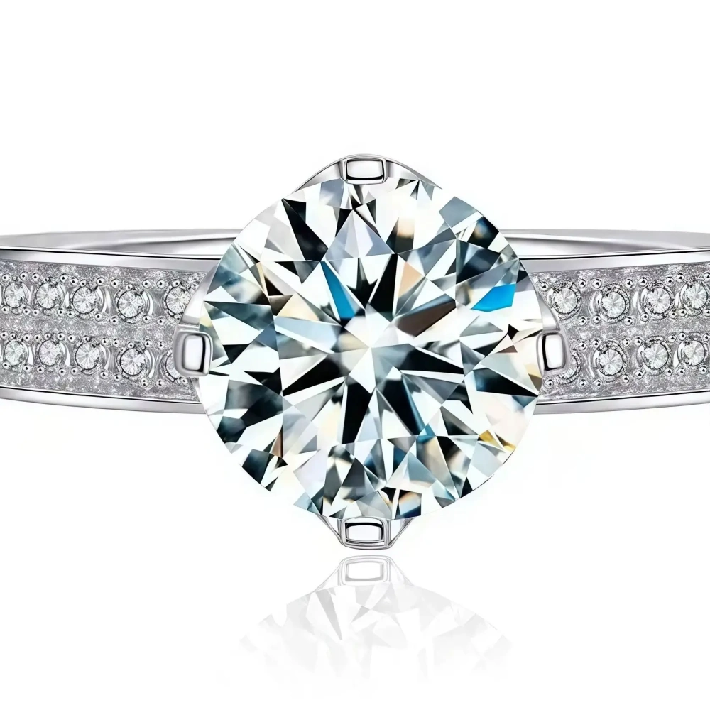 ShanLover Brand GRA Certificated MST Top Grade Moissanite Ring for Women 925 Sterling Silver 7mm Round Diamond Gemstones Jewelry