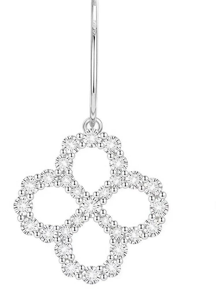ShanLover Brand 5A Level Luxury Hollowed Out Four Leaf Clover Zircon Drop Earrings CMA Certificate Earrings Jewelry