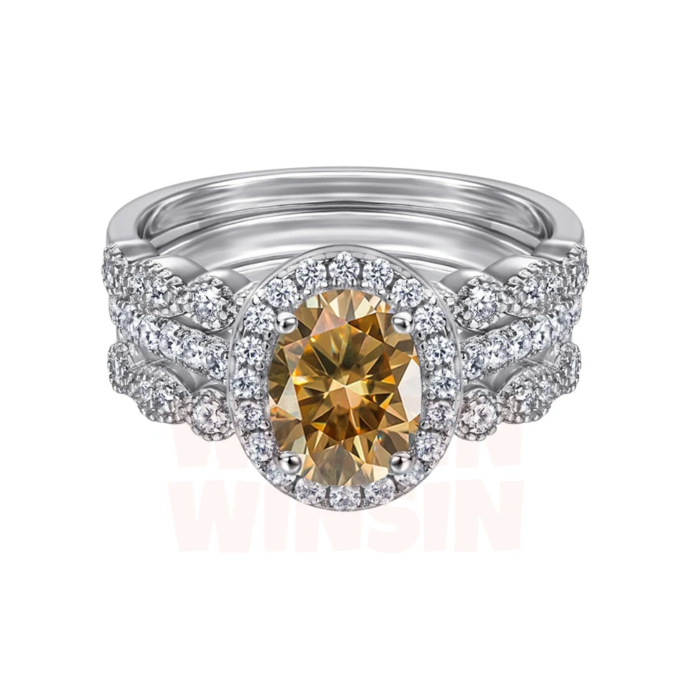 Winkin Winsin s925 sterling silver 1.5-carat oval Moissanite ring for women's silver jewelry, exuding a sense of luxury