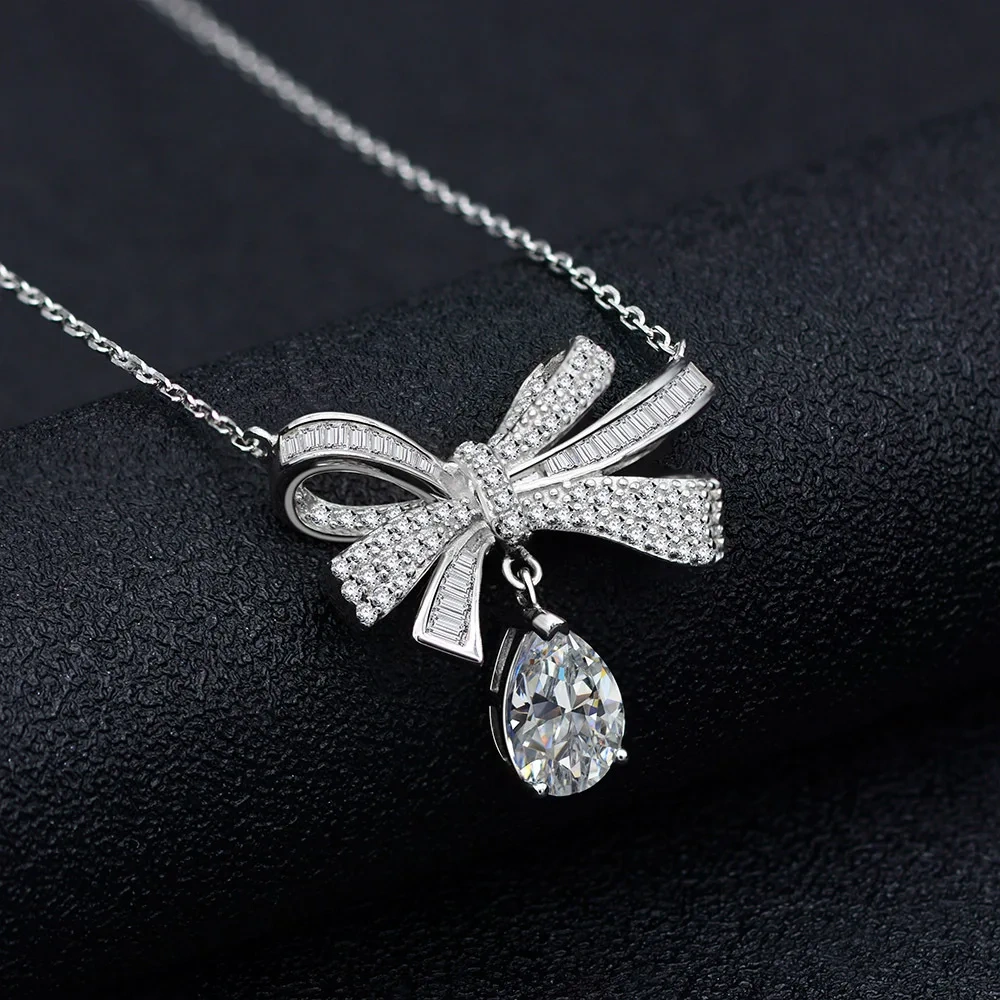 Winkin Winsin Lab Grown Gemstones 925 Sterling Silver Pendant 1.5ct Water Drop Women Necklace Adjustable Length
