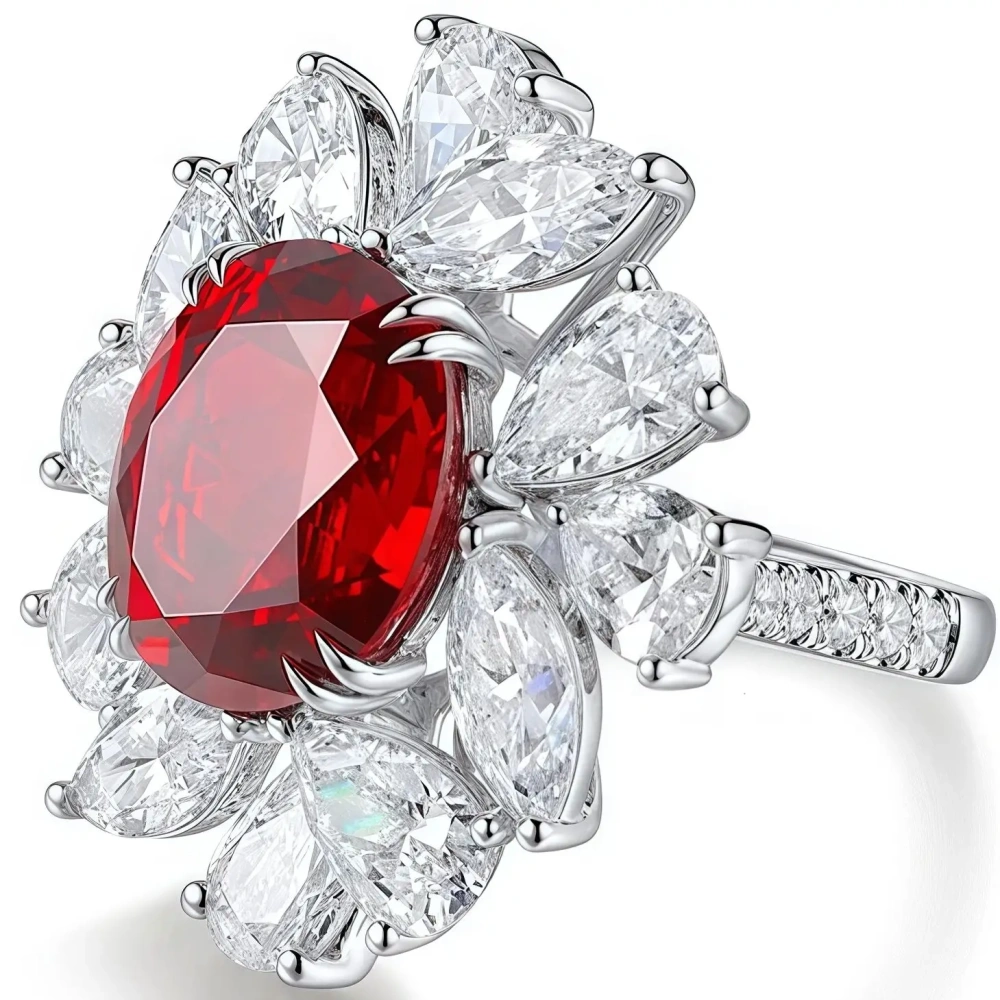 ShanLover Brand Luxury Brand Designer 925 Sterling Silver Pigeon Blood Red Gem Ring Laboratory Regenerated Breeding Jewelry