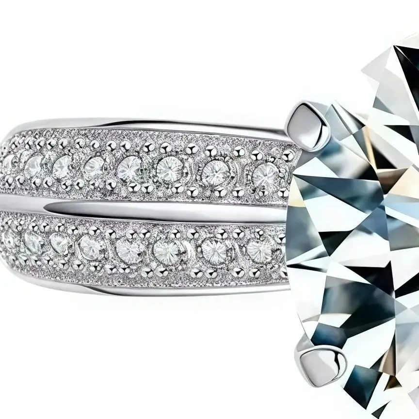 ShanLover Brand MST Top Grade 2 carat 8mm Round Moissanite Ring Diamond 925 Sterling Silver Rings High Quality Jewelry for Women