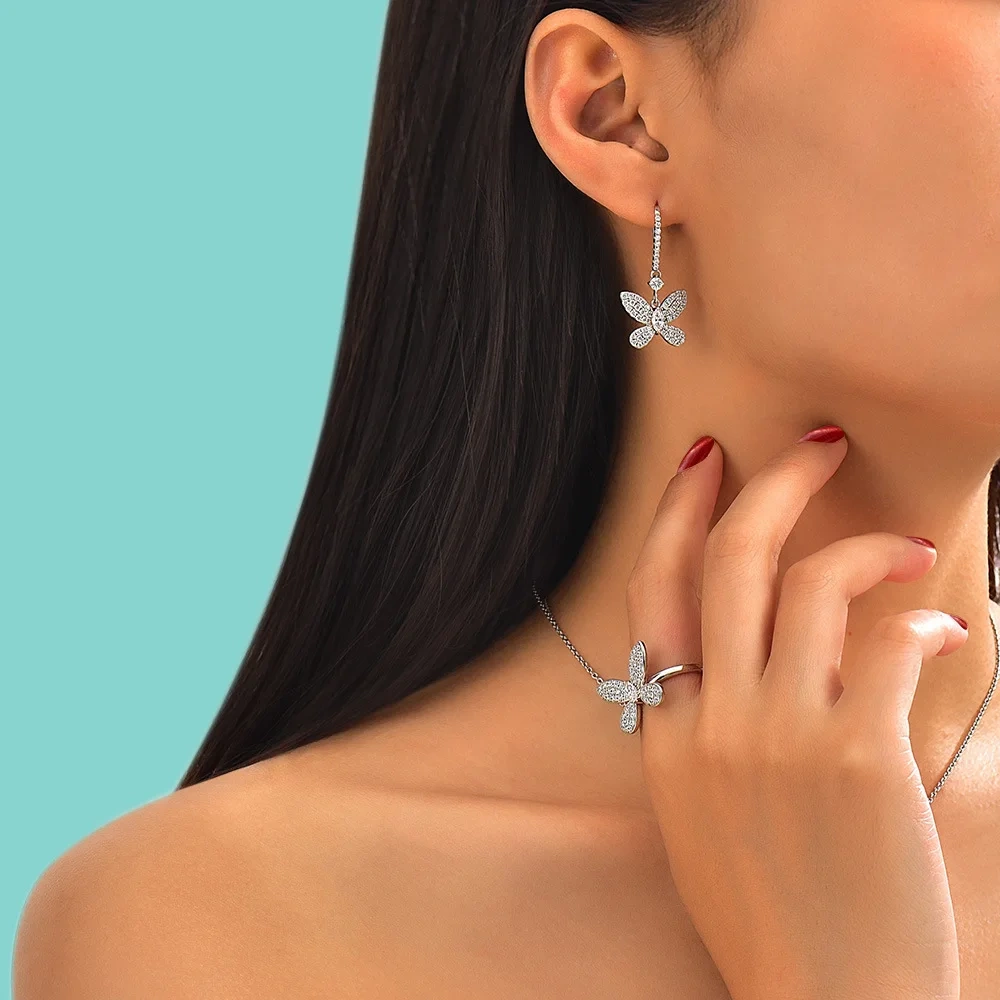 Winkin Winsin S925 Marquise 3*6 Bowknot Earrings 0.25ct European And American Luxury Full Diamond Ear Hooks