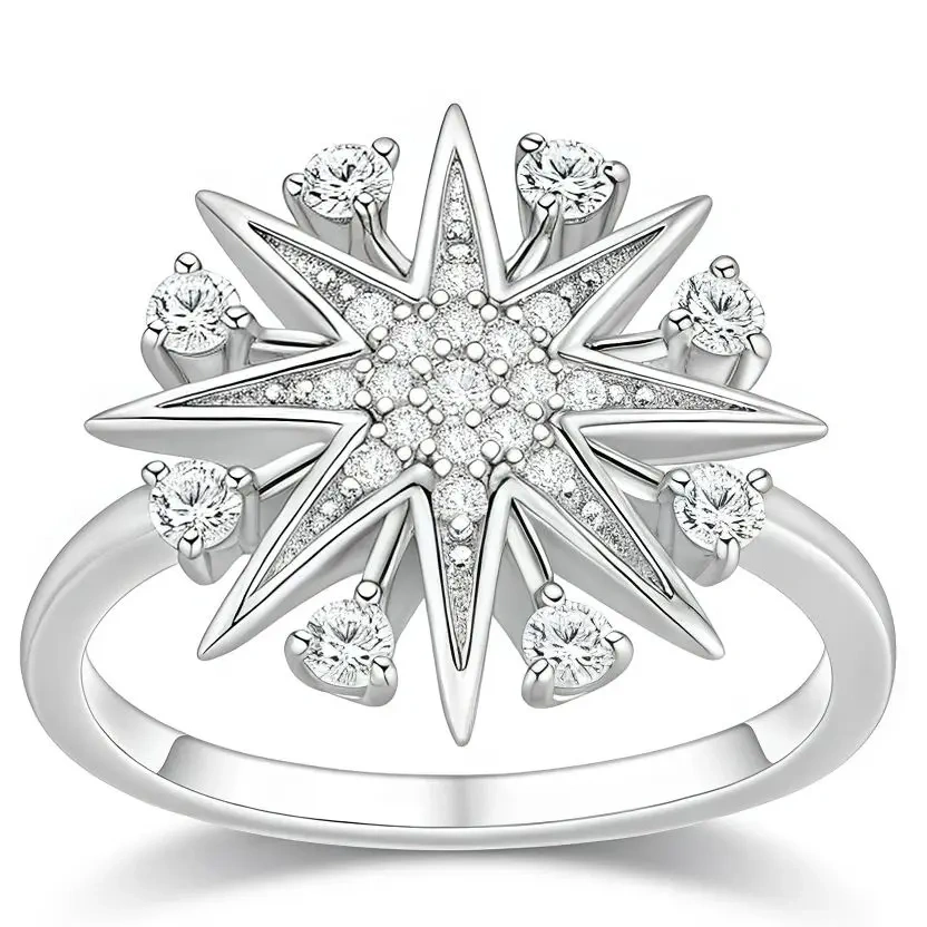 ShanLover  Brand 925 Sterling Silver Full Diamond Comet Ring For Women Light Luxury Niche Design Jewelry Accessory